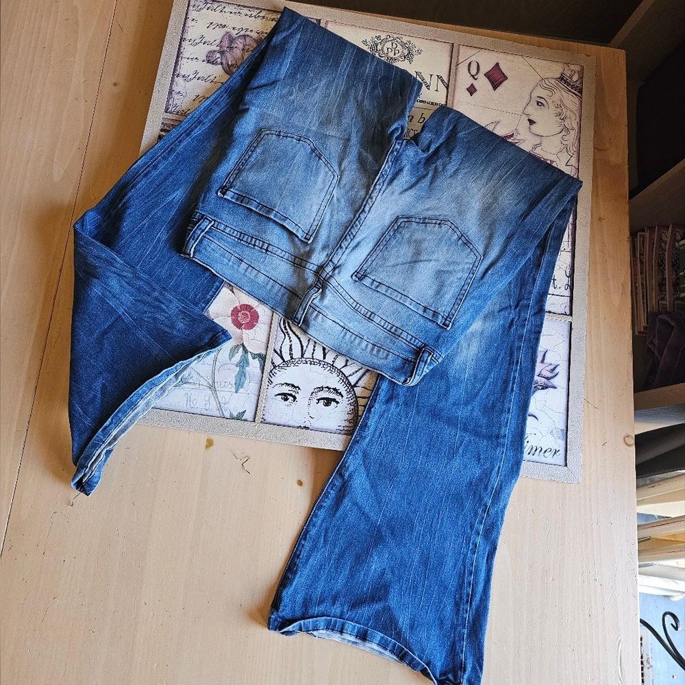 Aphrodite Blue Flare Wide Leg Jeans